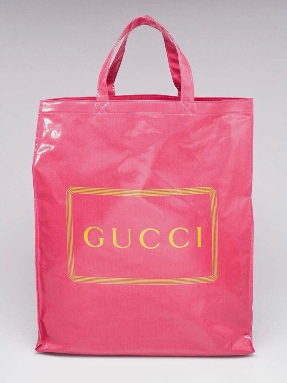 New Gucci Signature Pink Nylon Tote Shopper Bag Large Logo Italy NWT